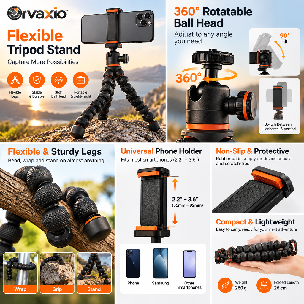 Orvaxio Flexible Tripod Stand - detail view 3