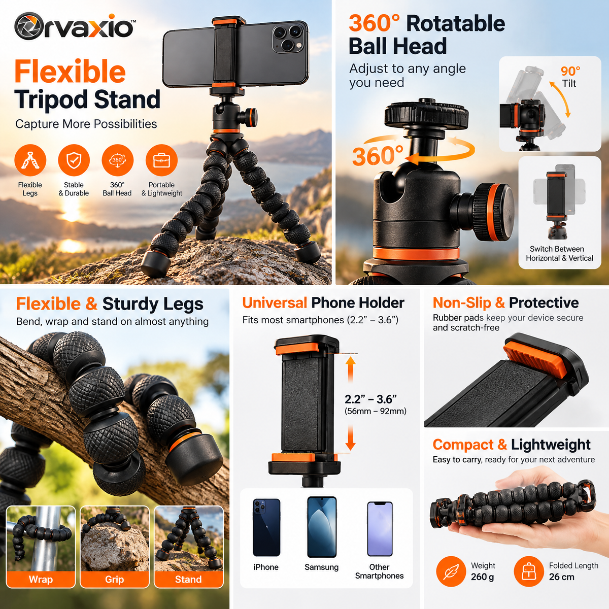 Orvaxio Flexible Tripod Stand - detail view 3