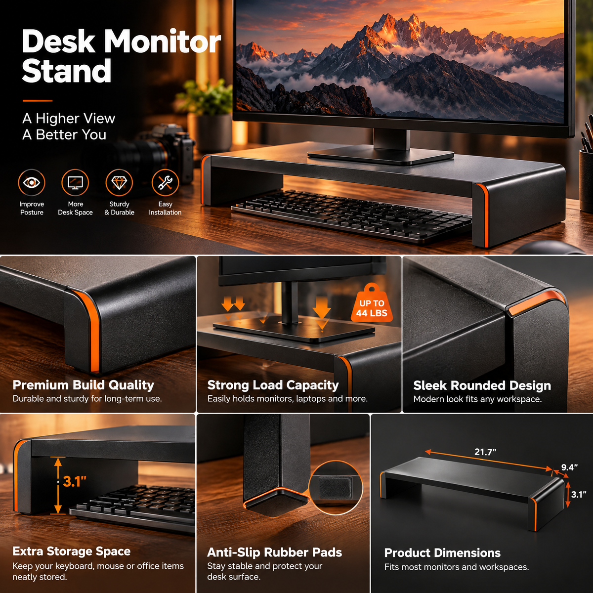 Orvaxio Desk Monitor Stand - detail view 2